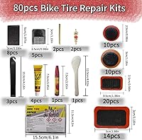 Vista 2 de Kit de reparación de neumáticos de bicicleta, kit de parches de tubo de bicicleta de 80 piezas con palancas de neumáticos de bicicleta, parche