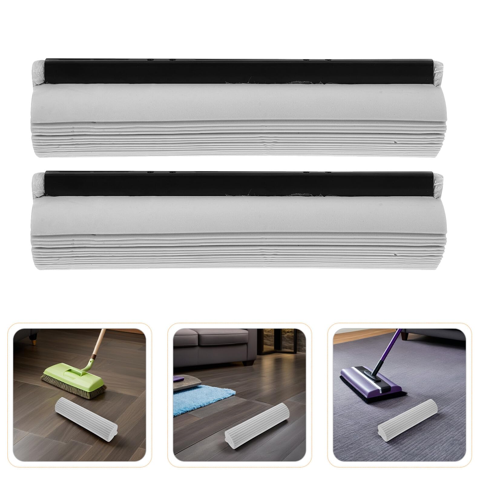 TIDTALEO Recambios de Cabezal de Trapeador de Esponja Absorbente 33 Cm Gris, 2 Piezas, Repuesto para Fregona Rodillo, Limpieza Rápida para Cocina, Baño y Oficina