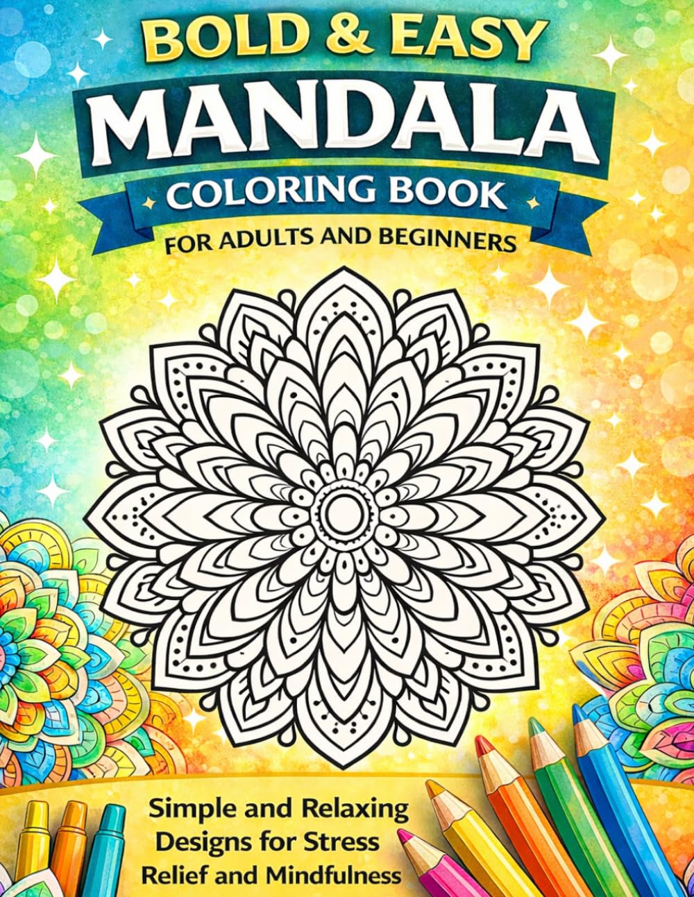Bold & Easy Mandala Coloring Book for Adults and Beginners: Simple and Relaxing Designs for Stress Relief and Mindfulness