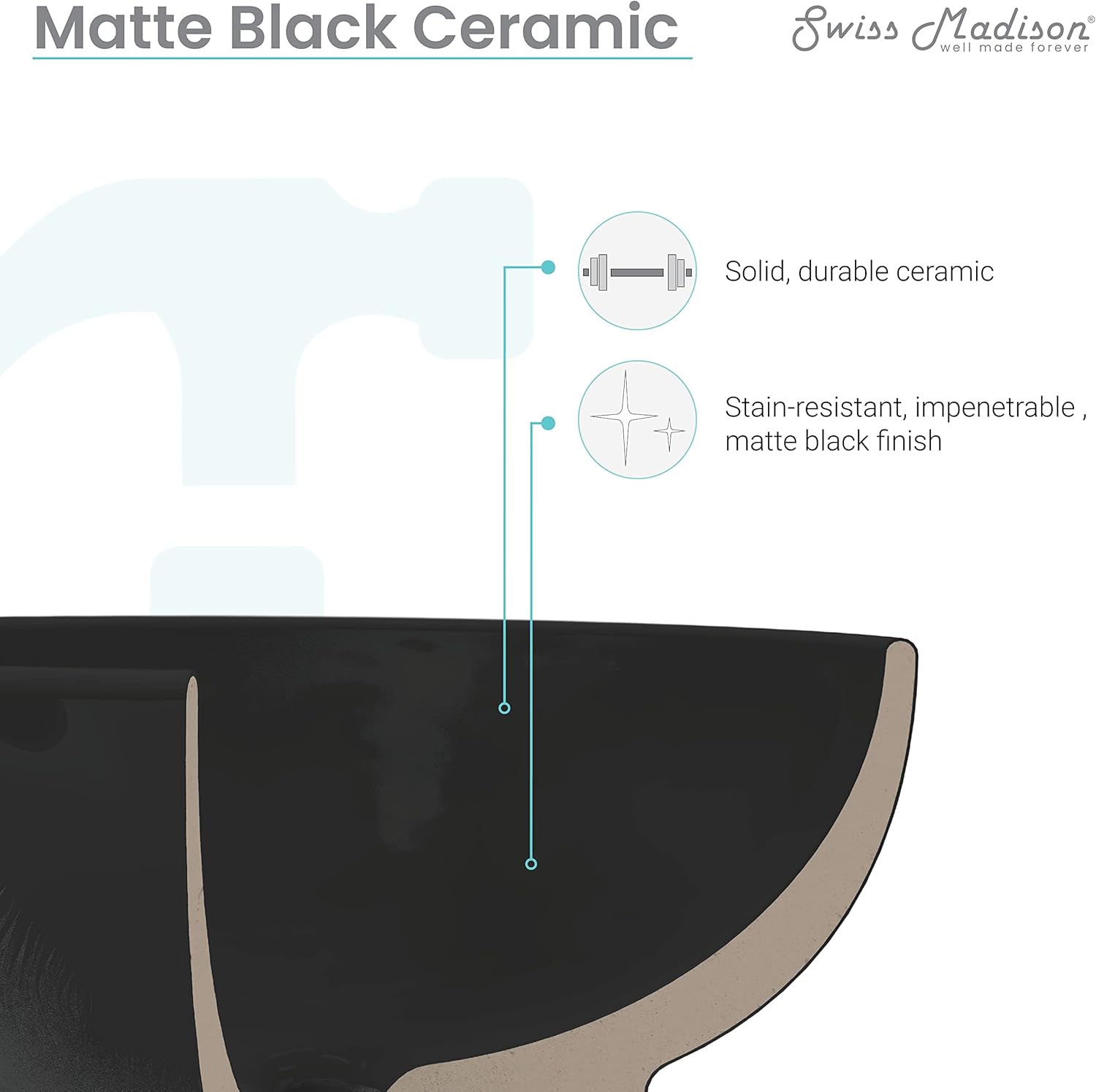 Matte Black Ceramic 24" Vanity Top Bathroom Sink