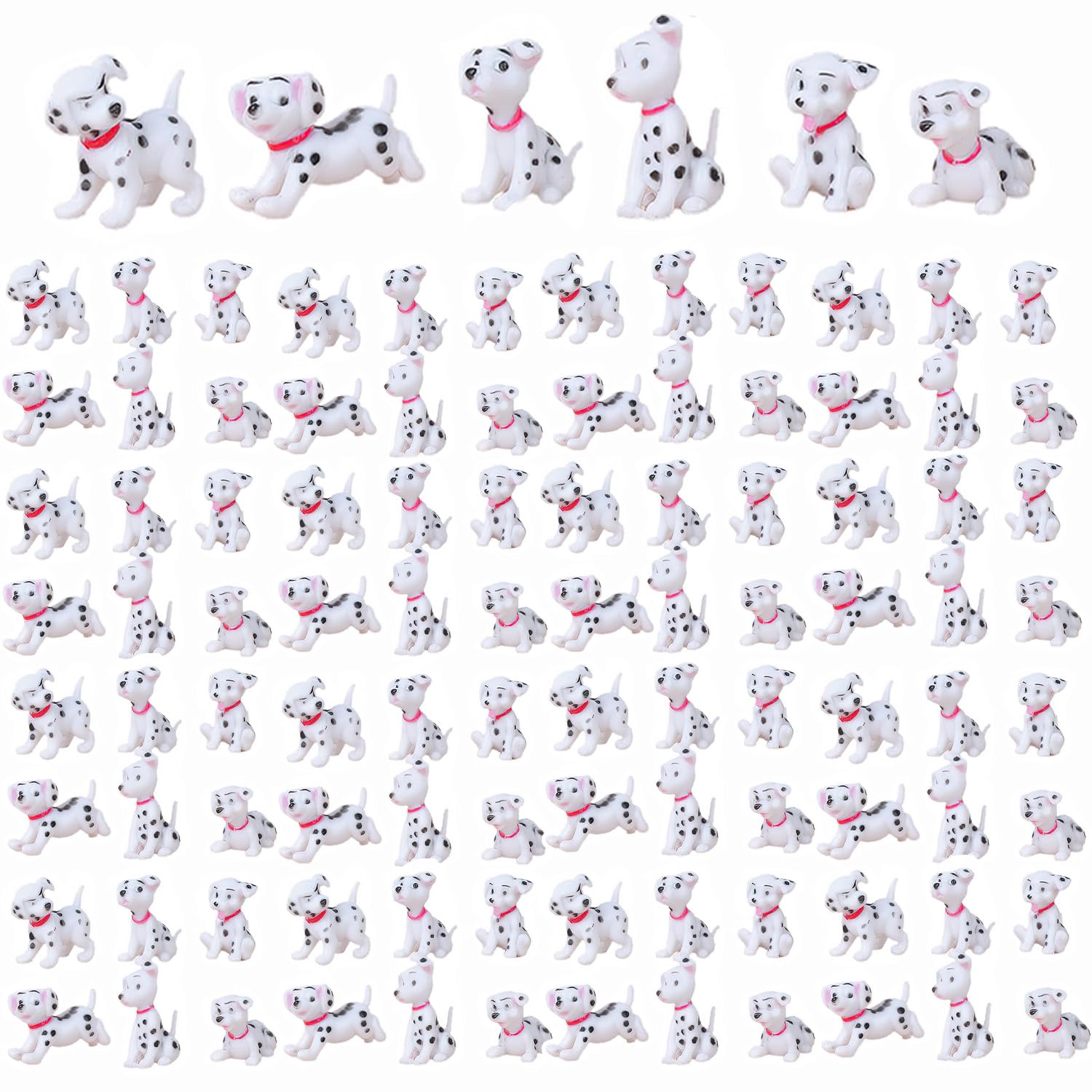 Miniature Dog Figurines 102Pcs Dalmatian Figures Mini Plastic Fairy Garden Miniature Moss Landscape DIY Terrarium Crafts Ornament Accessories for Home