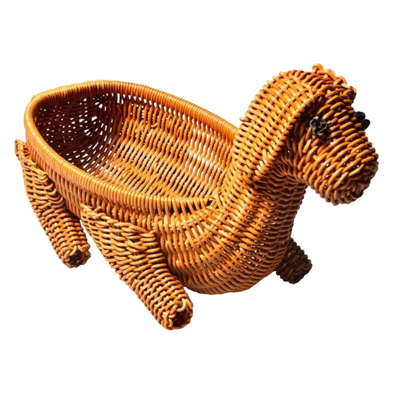 Panier de rangement chien en rotin synthétique tressé pour table basse