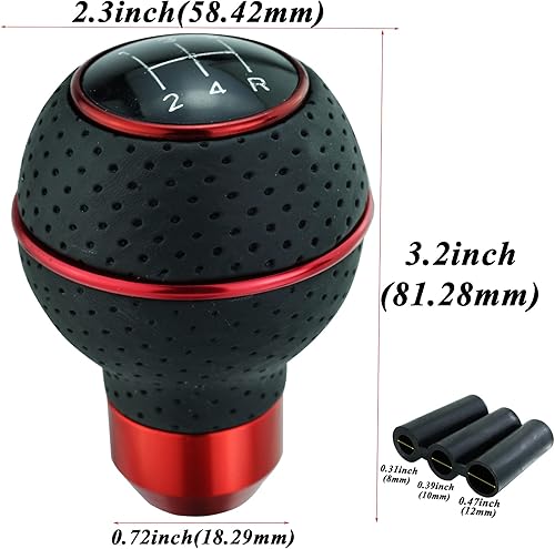 Miniatura 2 de Abfer Pomos de palanca de cambios de 5 velocidades, pomo de palanca de cambios de cuero, extensión para la mayoría de vehículos manuales automáticos