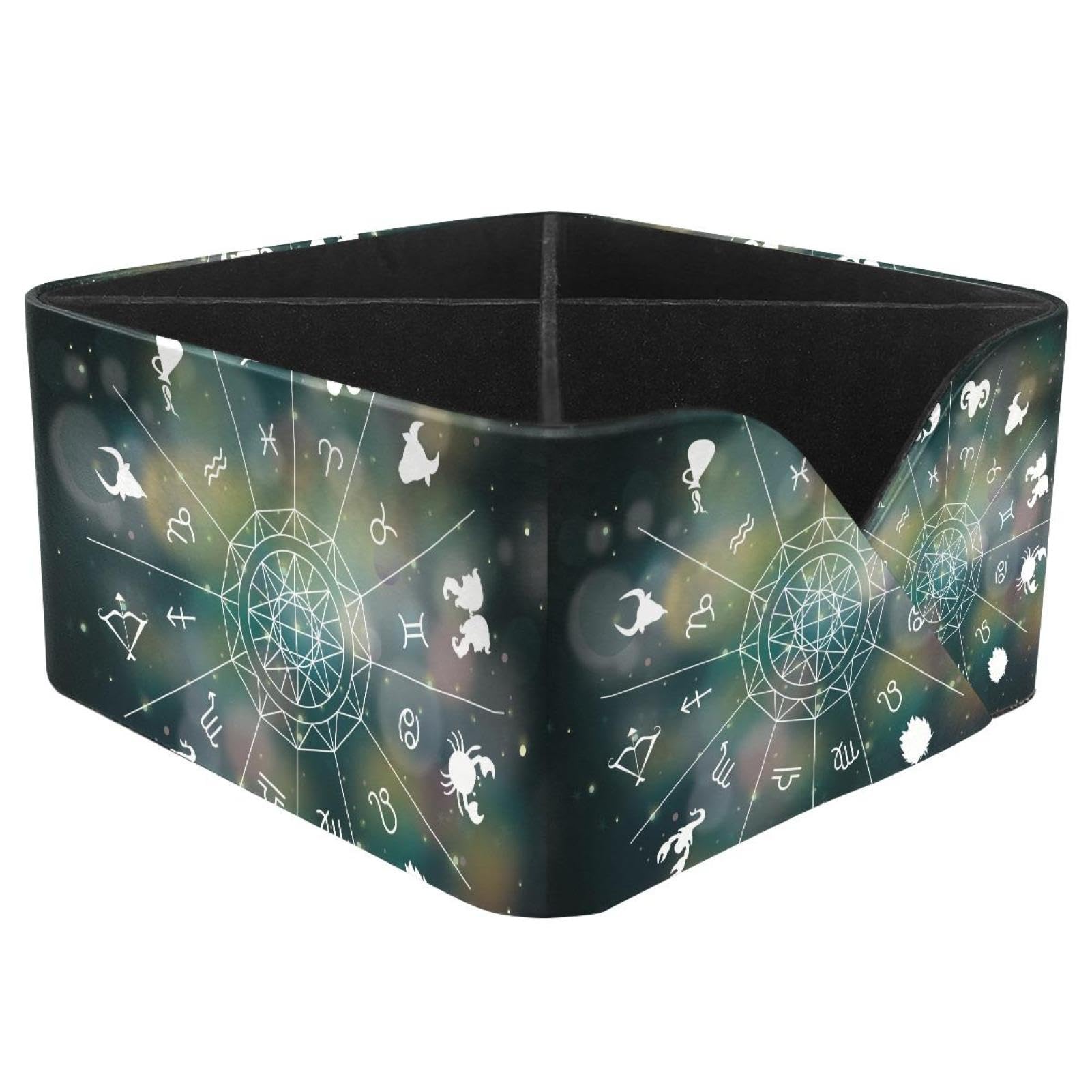 KengjuTesu Starry Sky Constellations Desktop Organizer Pen Holder, Rectangular Pencil Cup for Office, Study and Makeup Stations