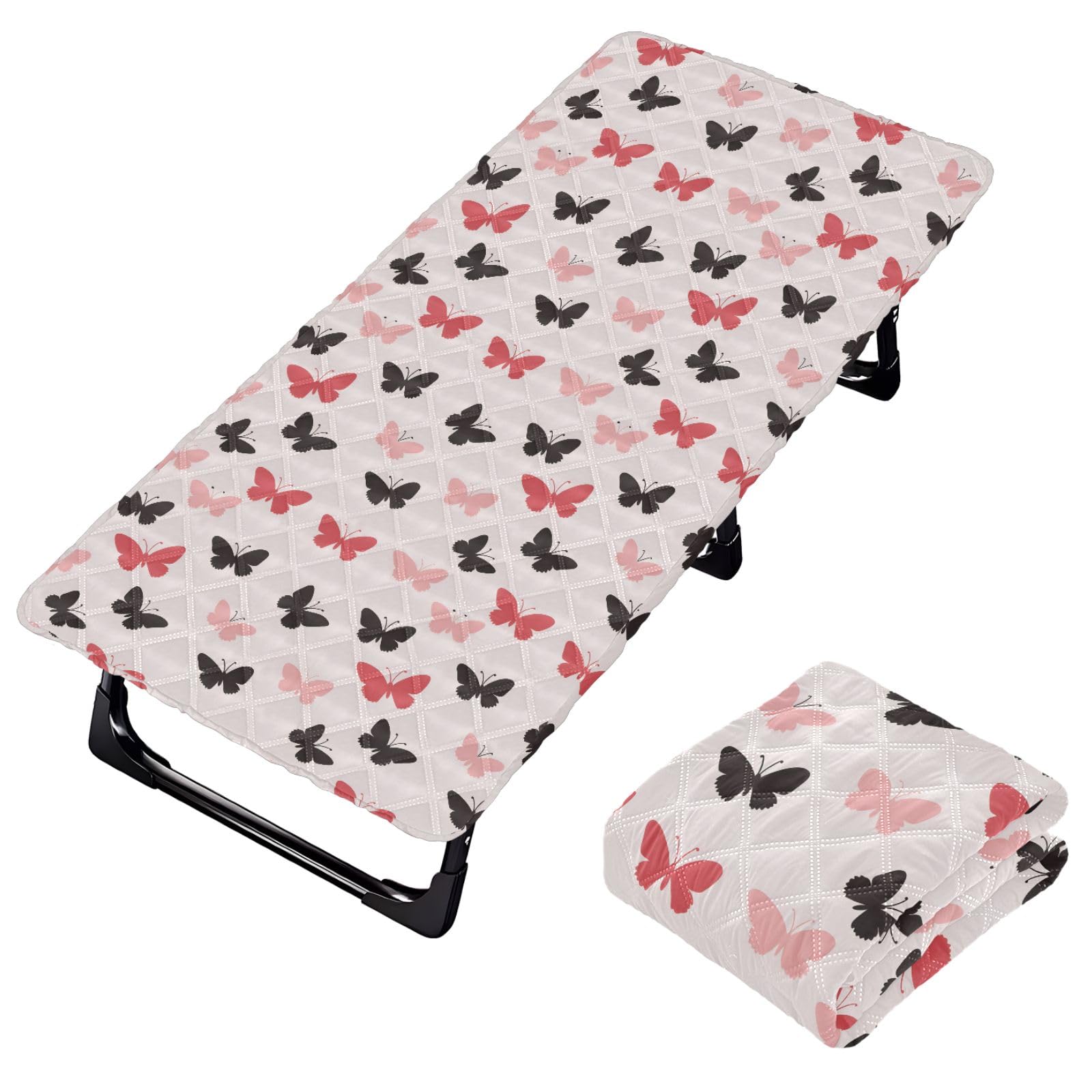 Portable Toddler Bed Sheet for Kids Red Black Butterflies Travel Bed Fitted Sheet