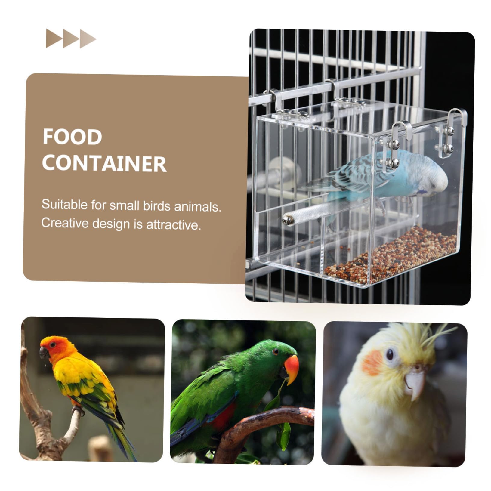 GANAZONO Mangiatoia Automatica per Uccelli Grandi in Plastica Trasparente Ciotola Facile da Pulire e Installare per Pappagalli e Piccoli Volatili Accessorio Gabbia Funzionale e Decorativo