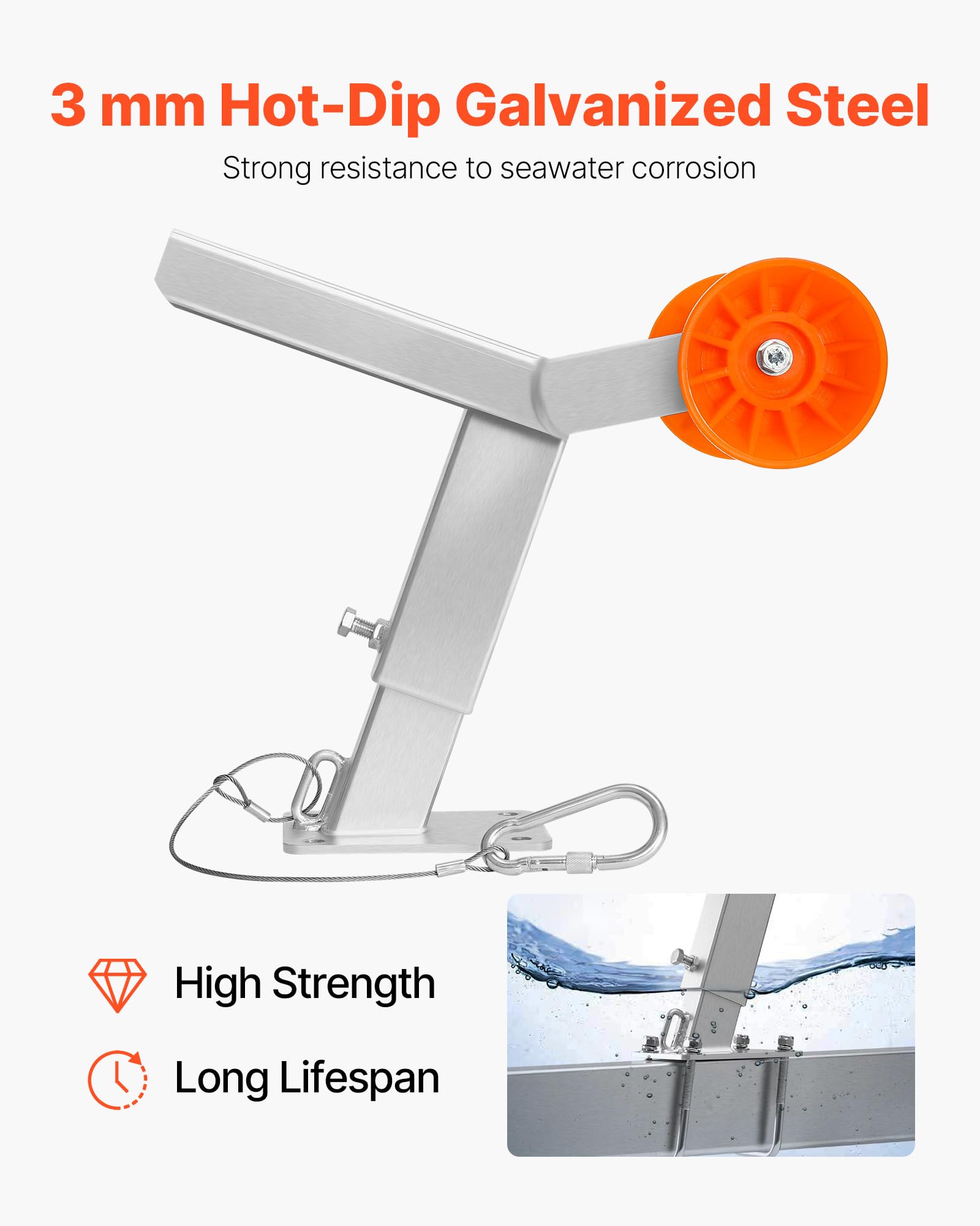 Image secondaire de Support de Treuil Réglable pour Remorque Bateau avec Roulettes TPU