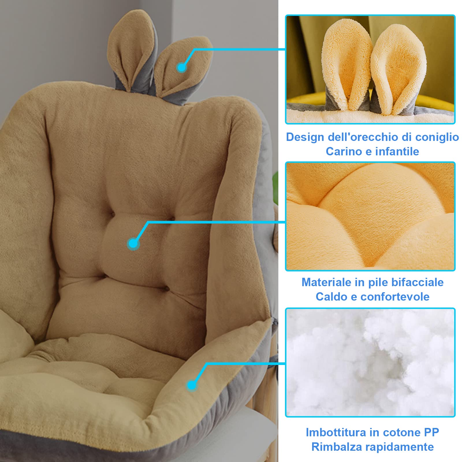 Cuscino da seduta con schienale in Coccyx ergonomico per alleviare i Mal de schiena, cuscino da auto, 45 x 45 cm, colore: Giallo