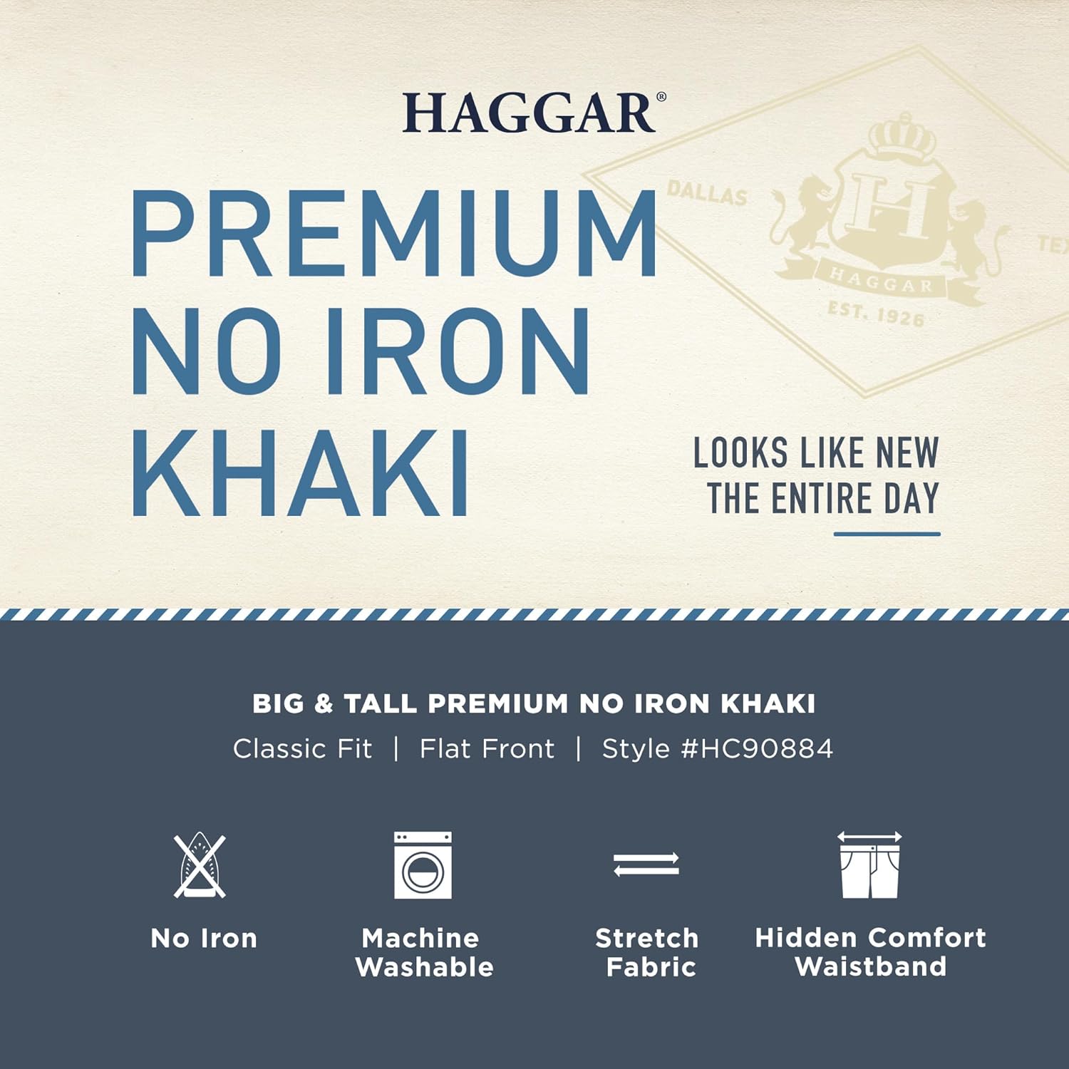 Haggar Men's Premium No Iron Khaki Classic Fit Flat Front Casual Pant (Regular and Big & Tall Sizes) - Image 6
