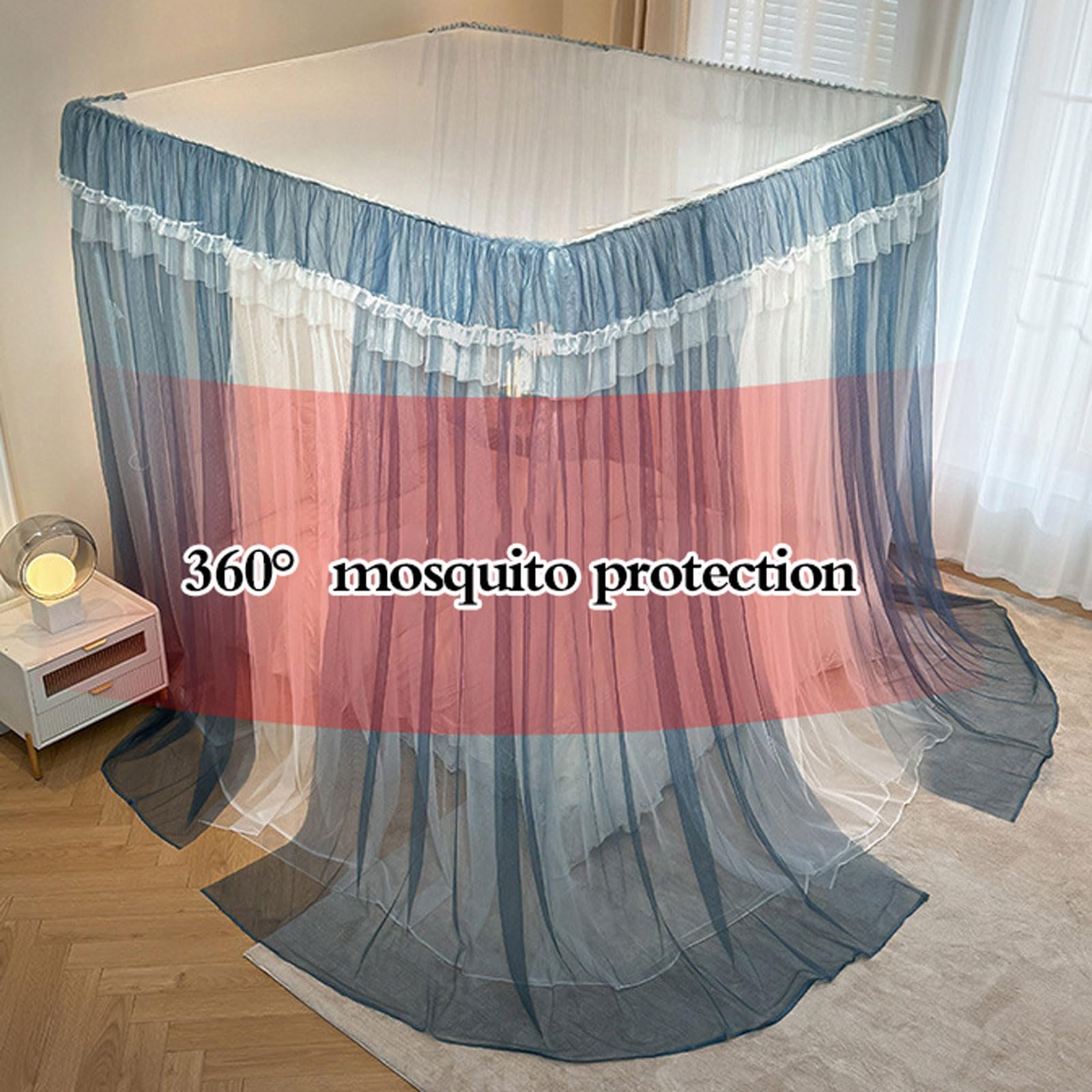 Moskitiera do łóżek pojedynczych, 4 narożna zasłona na łóżko z baldachimem Moskitiera wielokolorowa wiele rozmiarów(Pink,1.2 x 2m)