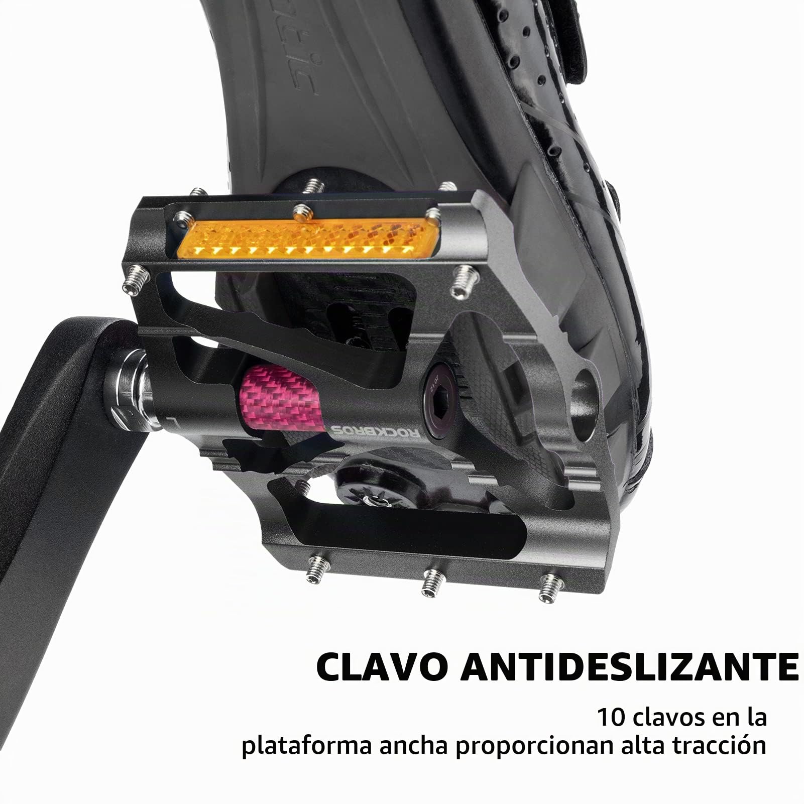 ROCKBROS Pedales de Bicicleta de Montaña Plataforma Antideslizantes con Reflector de Aluminio para MTB BMX Bicicleta Carretera Ciclismo 9/16 Pulgadas