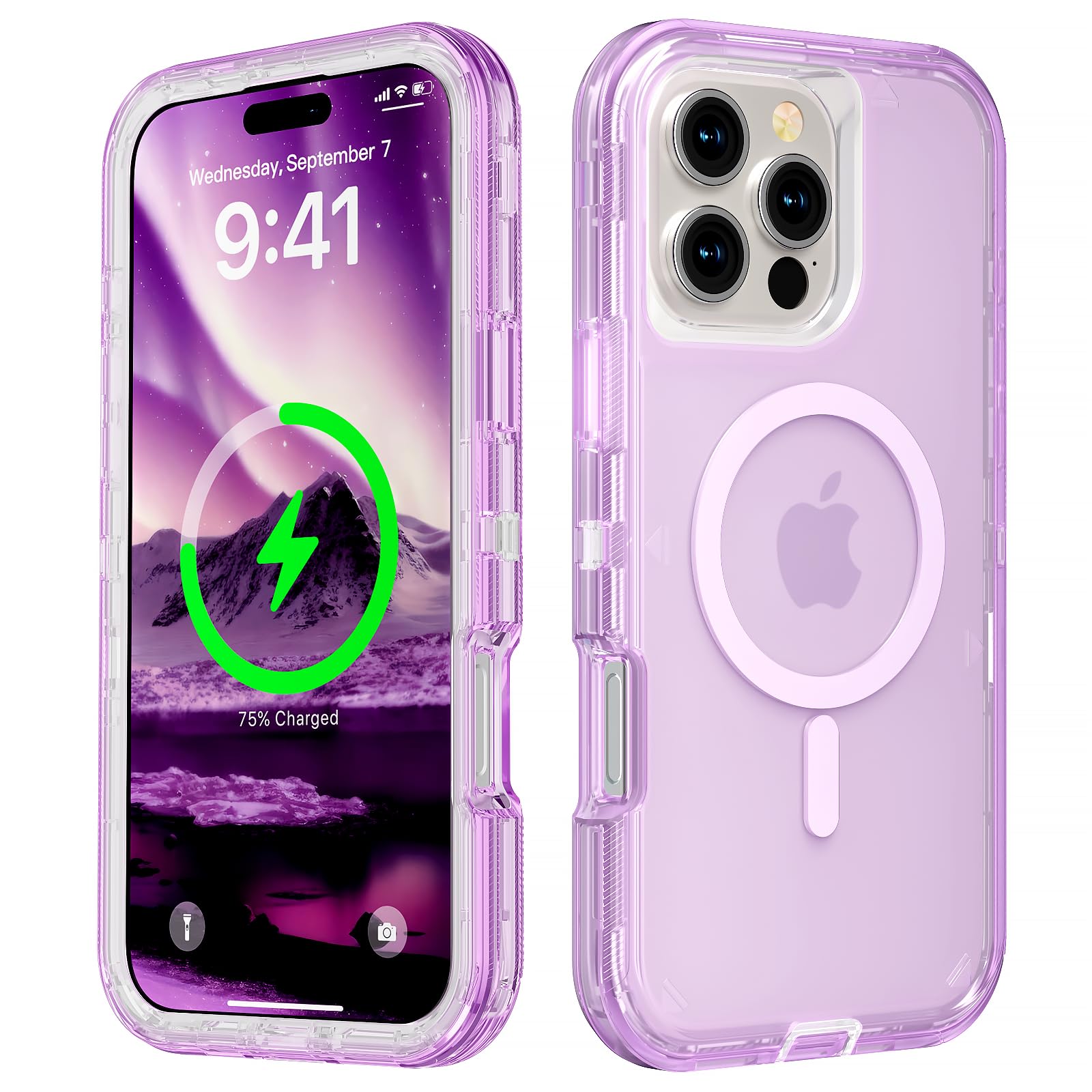 Follaroma for iPhone 16 Pro Case, Compatible with MagSafe, Heavy Duty Shockproof Protection Phone Cases, Anti-Drop, Dual Layer Transparent Magnetic