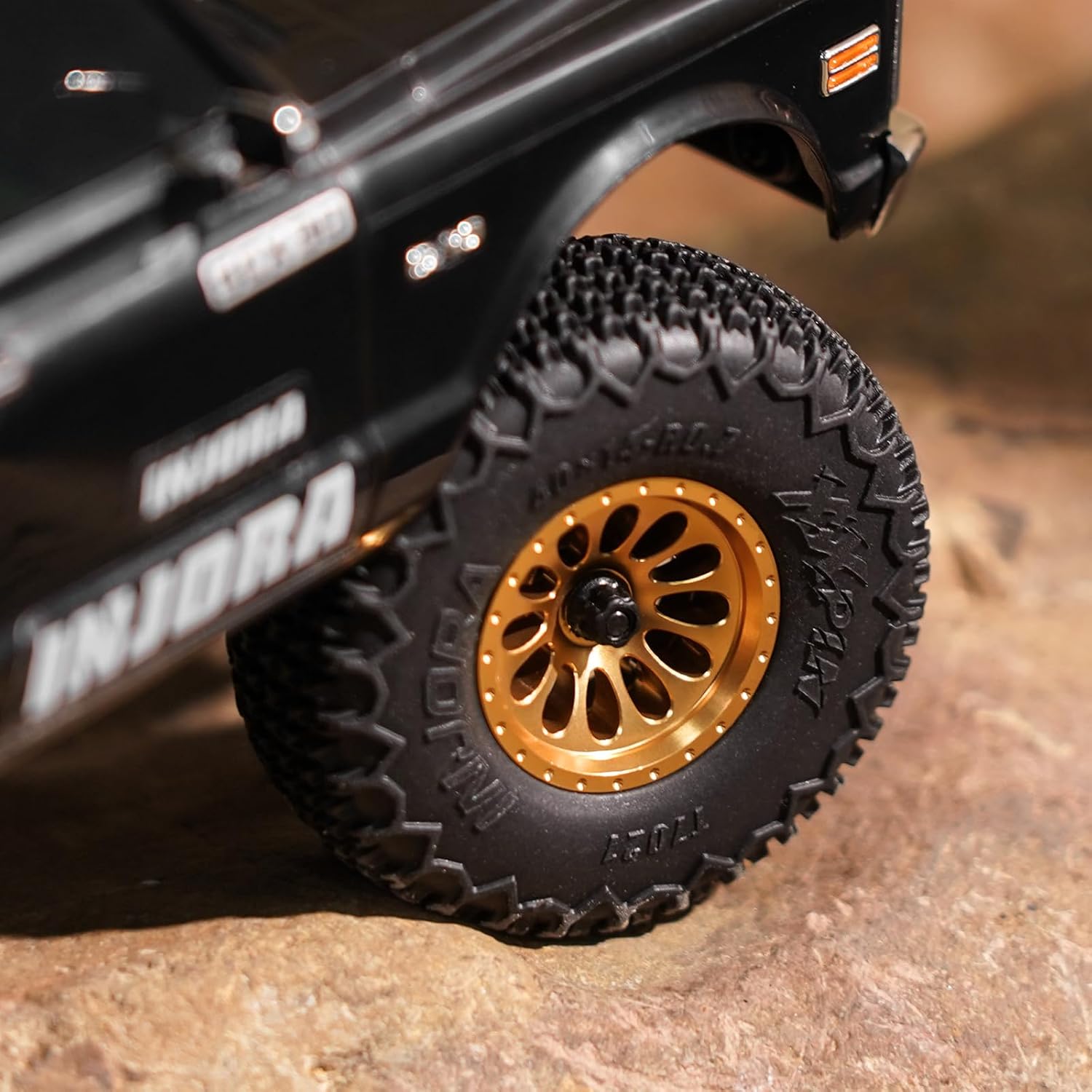INJORA D19 Ripple 0.7" Aluminum Beadlock Wheel for 1/30 Axial SCX30, Gold(W7005)