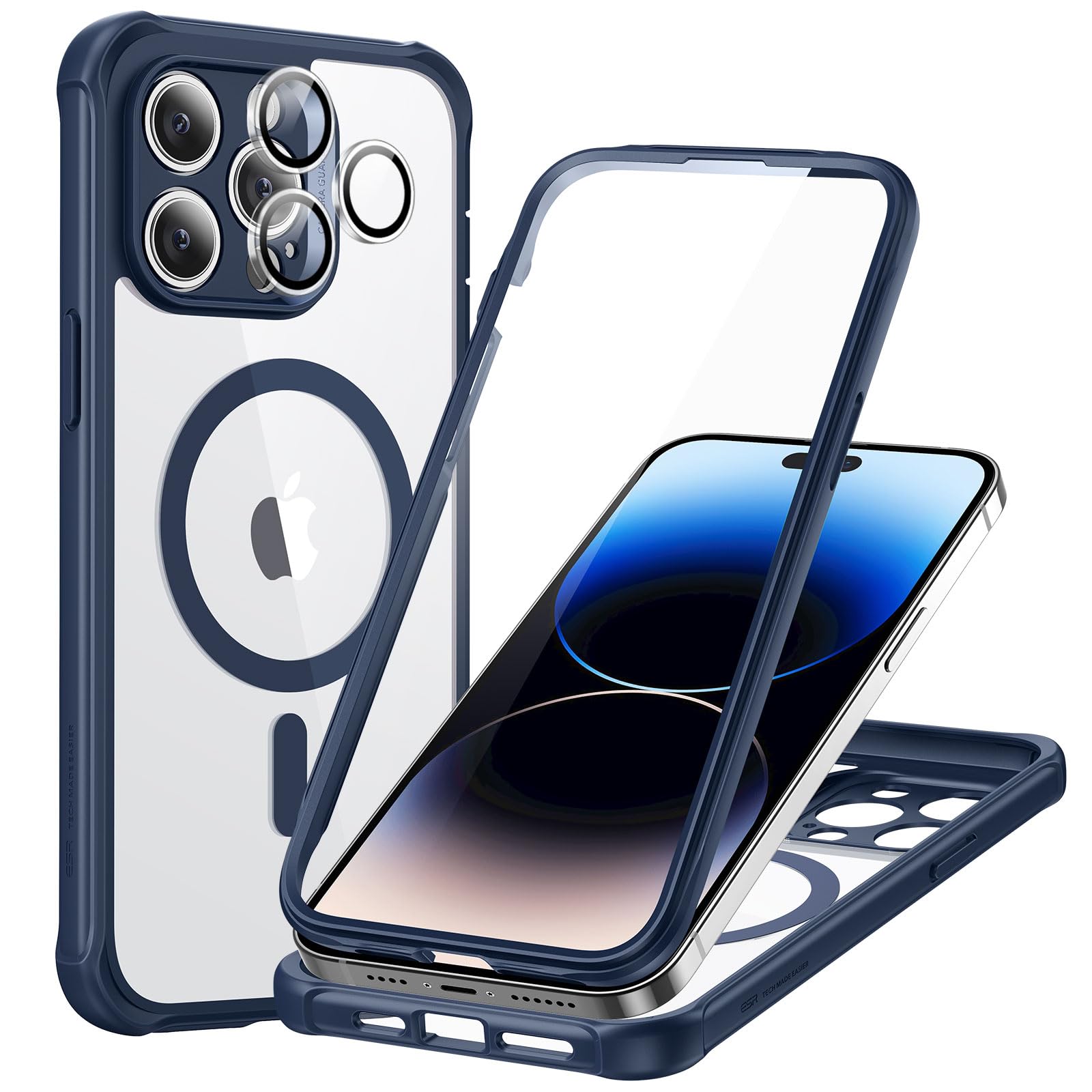 ESR for iPhone 14 Pro Max Case with Screen Protector, Clear Blue
