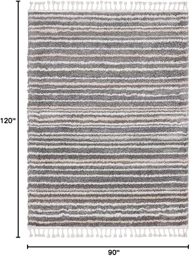 Miniatura 2 de LUXE WEAVERS Shaggy Collection 520 - Alfombra gris de 8 x 10 pulgadas, diseño de líneas Shagg