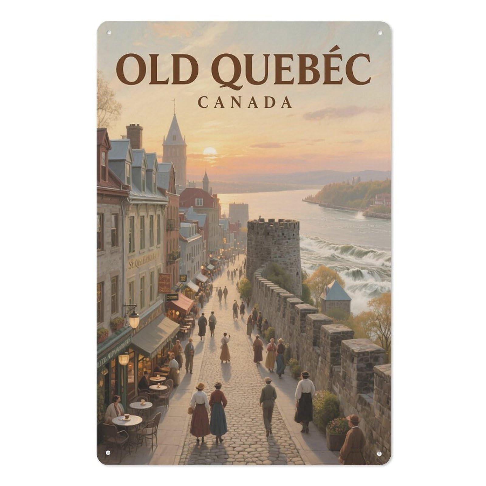 Old Quebec Canada Retro Design Tin Paintings Vintage Tin Sign 08x12inch(20x30cm) Wall Art for Home Office Bedroom Living Room Cafes Wall Decor