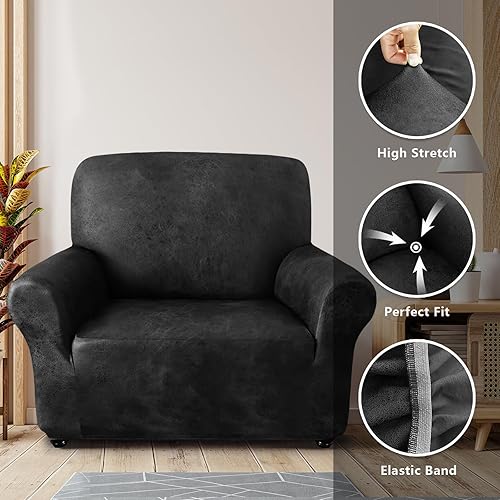 Miniatura 5 de molasofa Funda de sofá individual para decoración del hogar, funda de sillón súper suave de elastano similar al cuero para sillas, lavable, sin