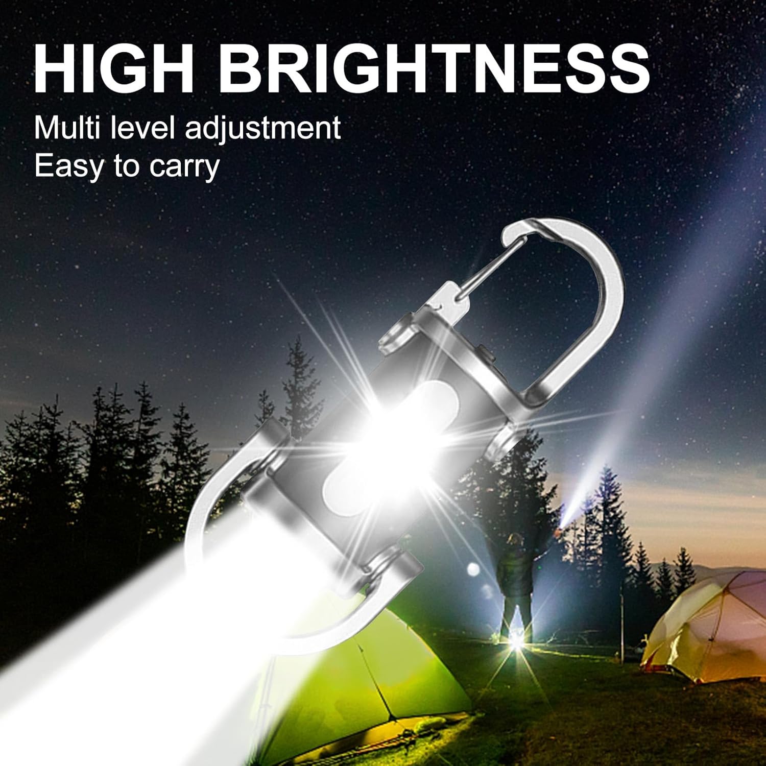 2 Pack Rechargeable Keychain Flashlights, EDC Mini Keychain Flashlight 6 Light Modes Waterproof, Compact Pocket COB Light for Night Working, Running, Walking, Camping, Fishing, Hiking