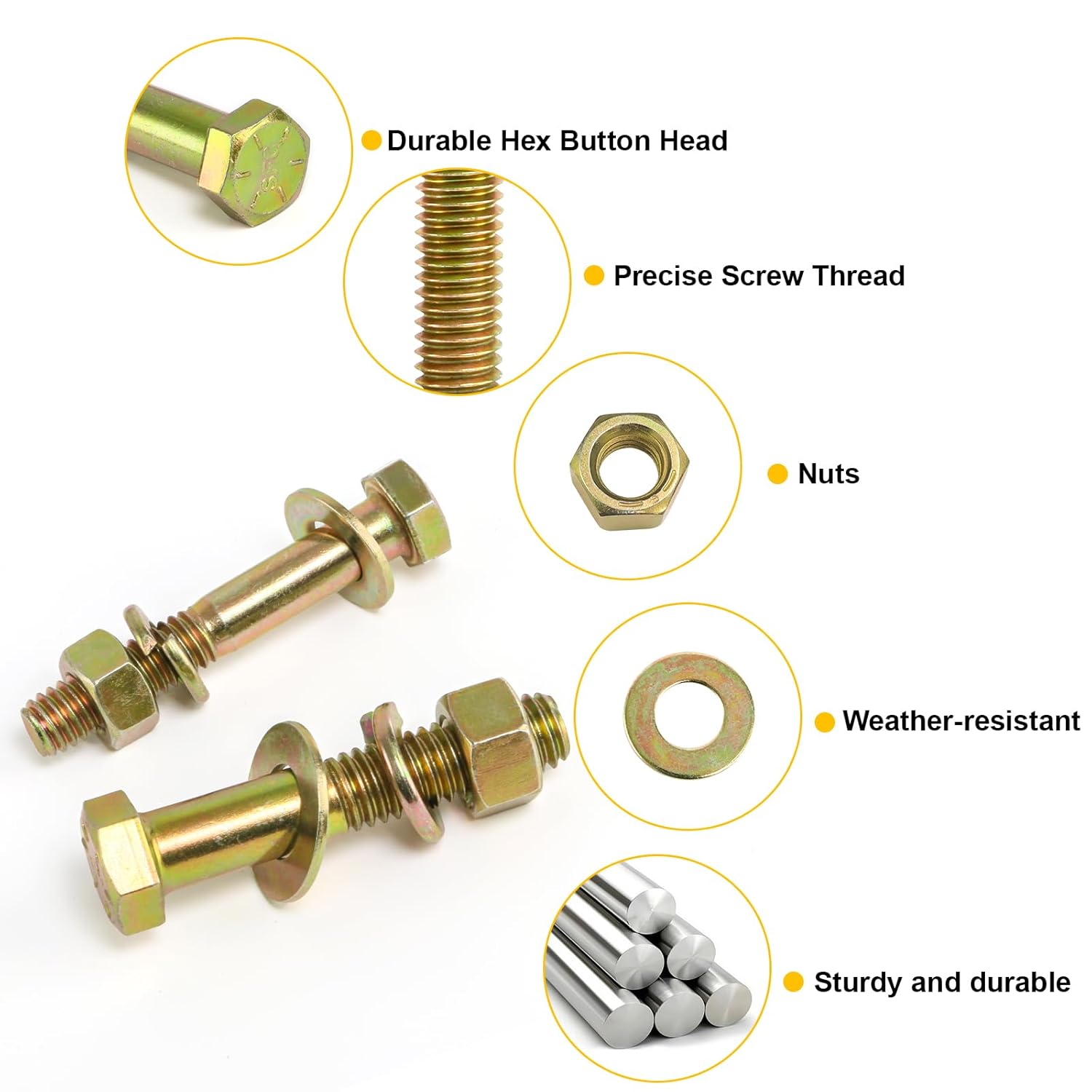 621Pcs Nuts and Bolts Assortment Kit, 15 Sizes Includes 1/4-20 5/16-18 3/8-16, SAE Grade 8 Alloy Steel Hex Cap Screws Nuts Washers with Wrenches Assortment Kit