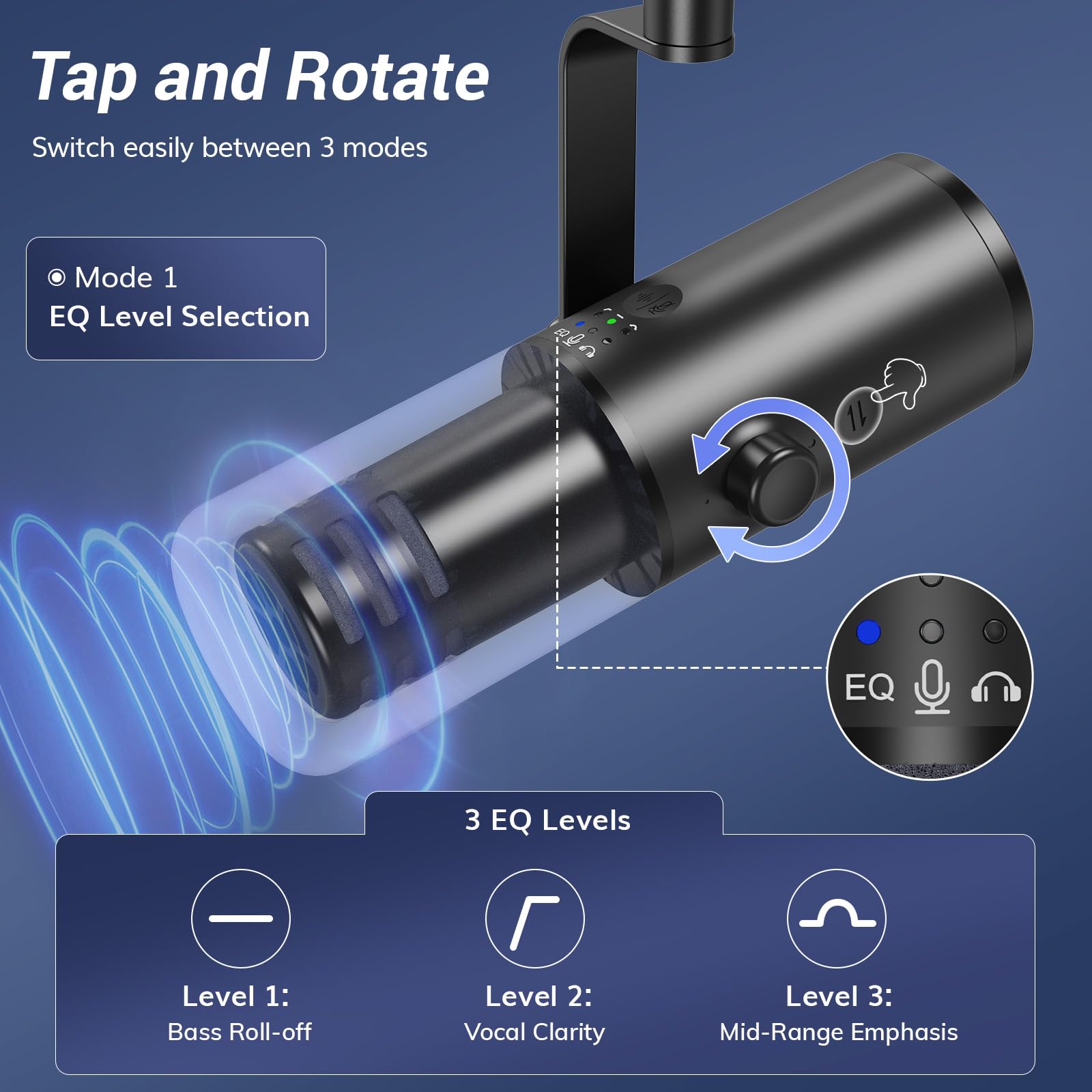 TONOR USB/XLR Dynamic PC Gaming Microphone, Cardioid Studio Microphone with Podcasting, Streaming, Voice Recording, 3.5mm Headphone Jack, Mute Button, TD510 AIR H+