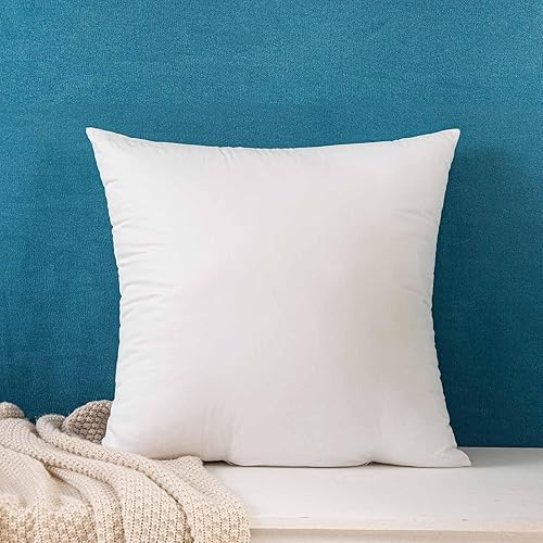 JUSPURBET Cojín de almohada suave de 22 x 22 pulgadas para sofá y dormitorio, cojín cuadrado con funda 100% algodón, forma de almohada de cojín
