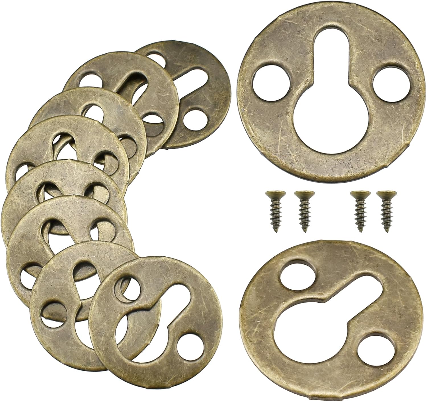 Round Metal Keyhole Hanging Films Shelf Brackets for Picture Frame Hanging - 10 PCS, Bronze