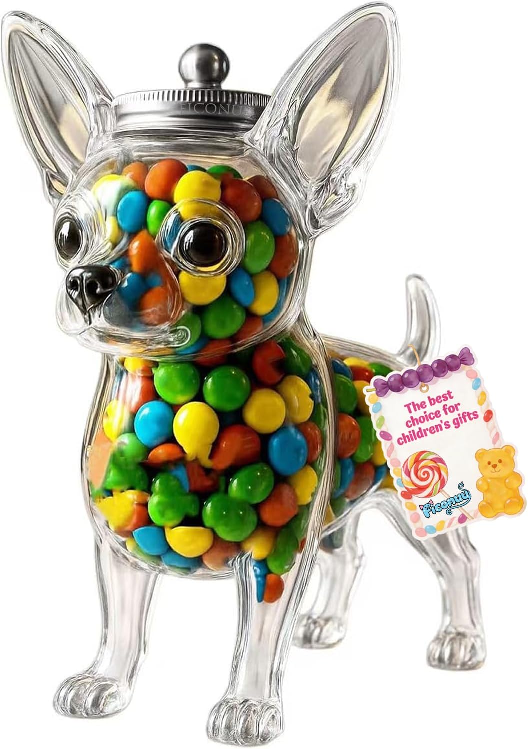 Chihuahua Candy Jar, Cute Airtight Dog Snack Container for Cookies, Candy, Coffee Pods, Pet Treat Jar, Cookie Jar with Lid, Large Animal Shaped Food Storage Kitchen Canister, Pet Lovers Gift