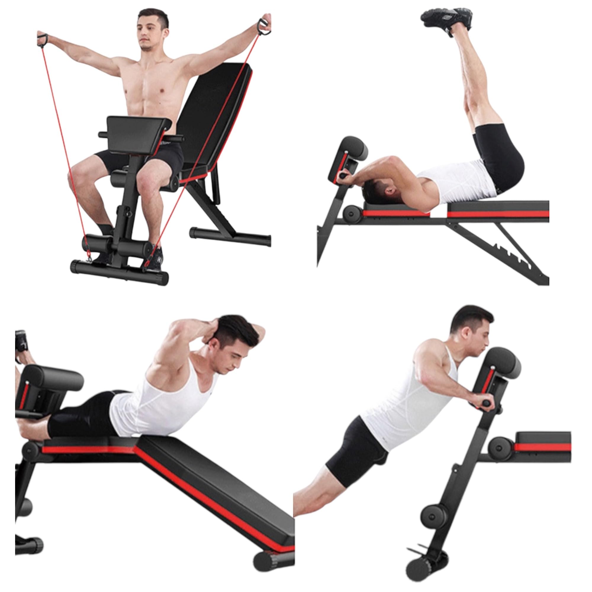 Banco de Mancuerna Plegable Inclinable Banco de Pesas Musculación Multifuncional para Entrenamiento Completo Máquina de Fitness Gimnasio Hogar
