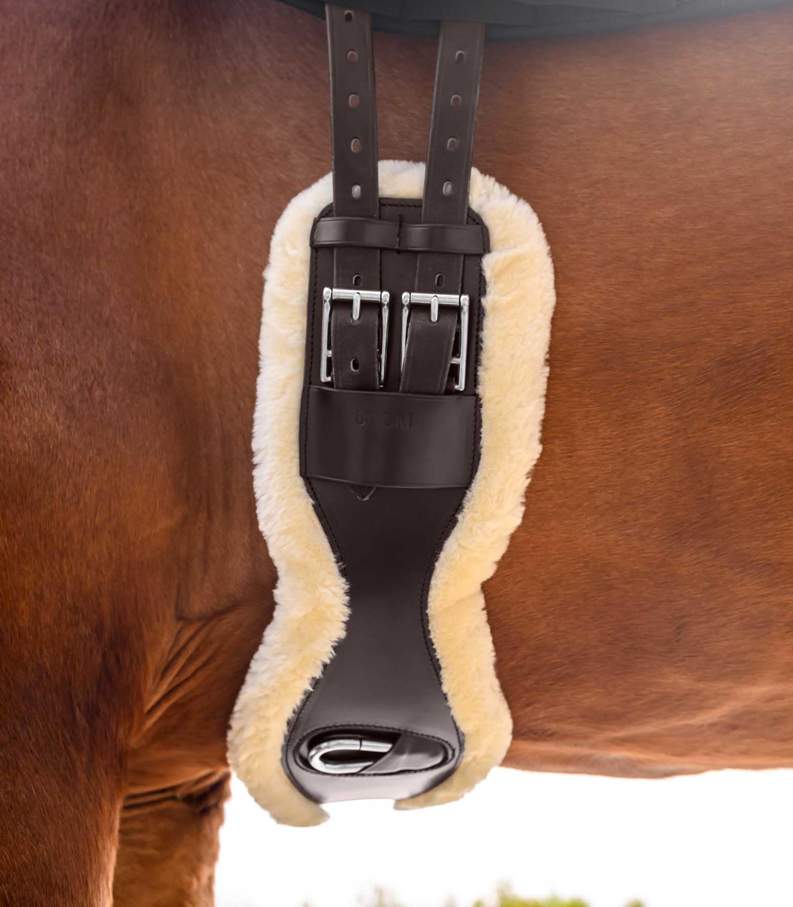 WALDHAUSEN Correa corta de cuero con lana ecológica, marrón, 60 cm