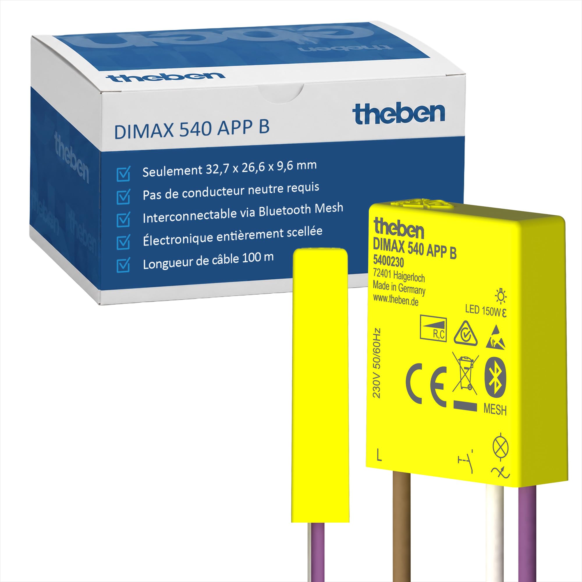 Theben 5400230 DIMAX 540 APP B mini variateur encastré R/C Bluetooth Mesh