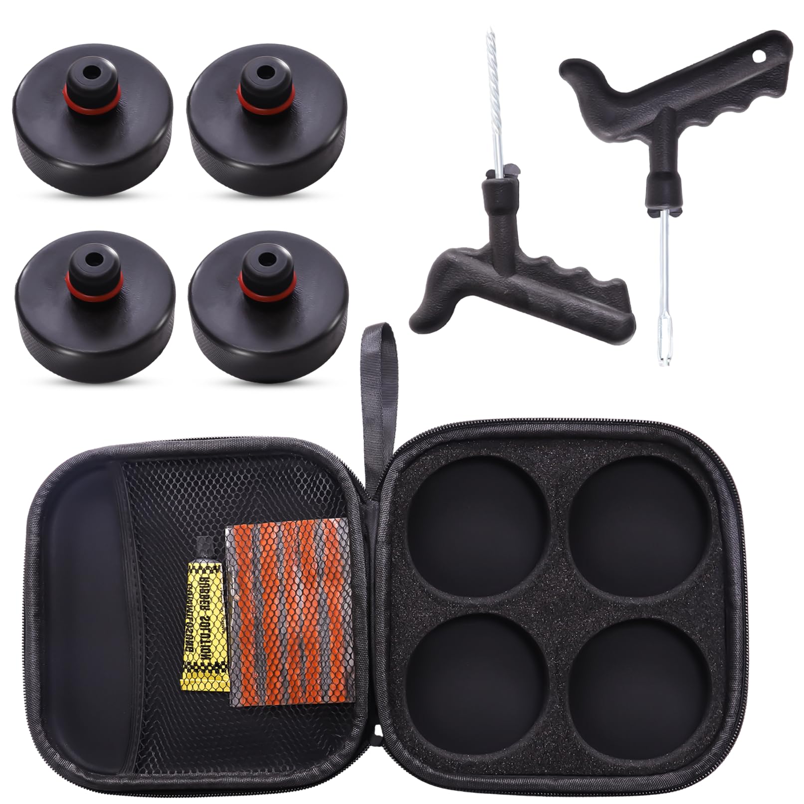 Tesla Model 3/S/X/Y Jack Pad Valet de Arandelas, Almohadilla de elevación de goma con maletín de almacenamiento con 4 arandelas, accesorios para vehículos Tesla (juego de 9)