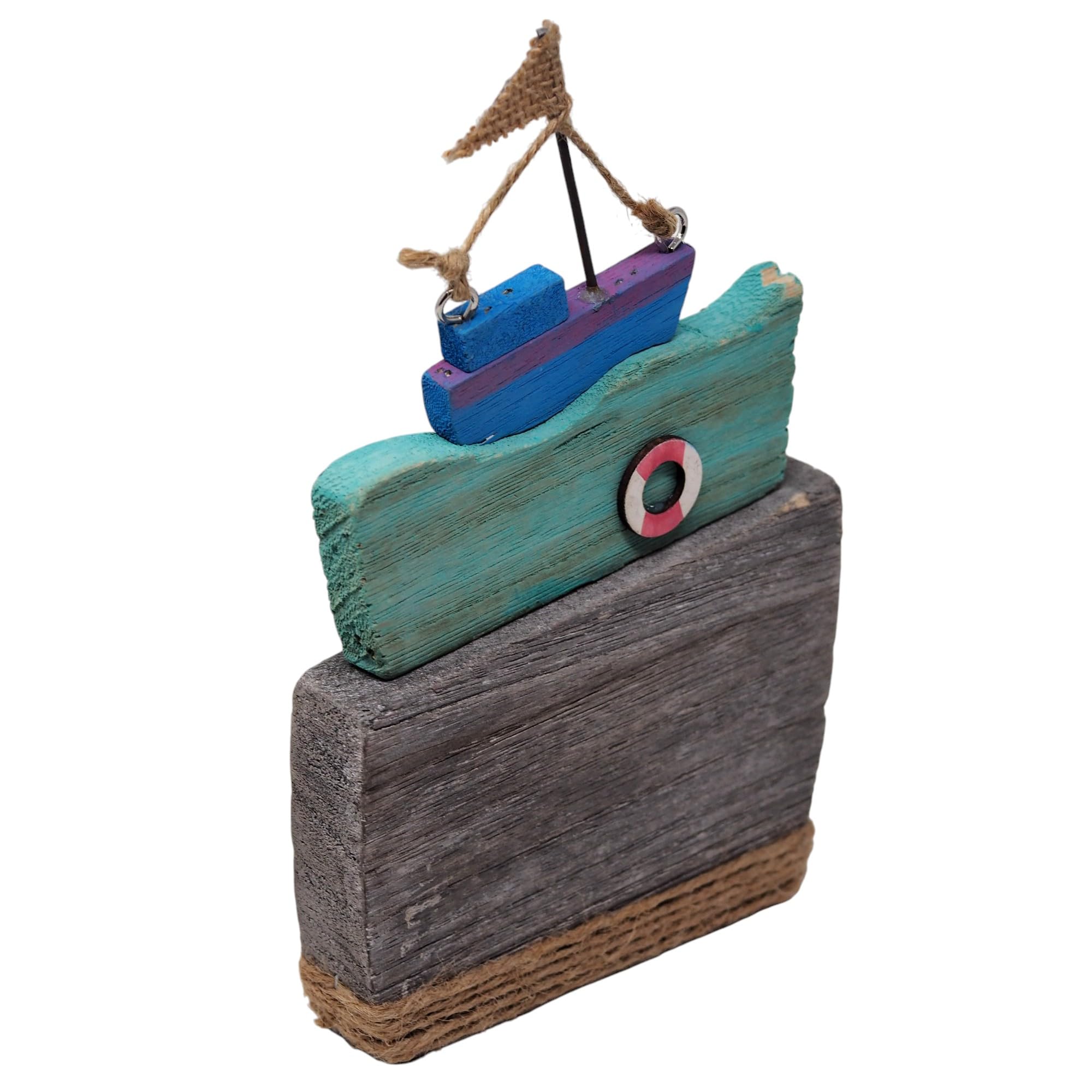 Green Sea Nautical Rustic Wooden Sail Boat Ornament