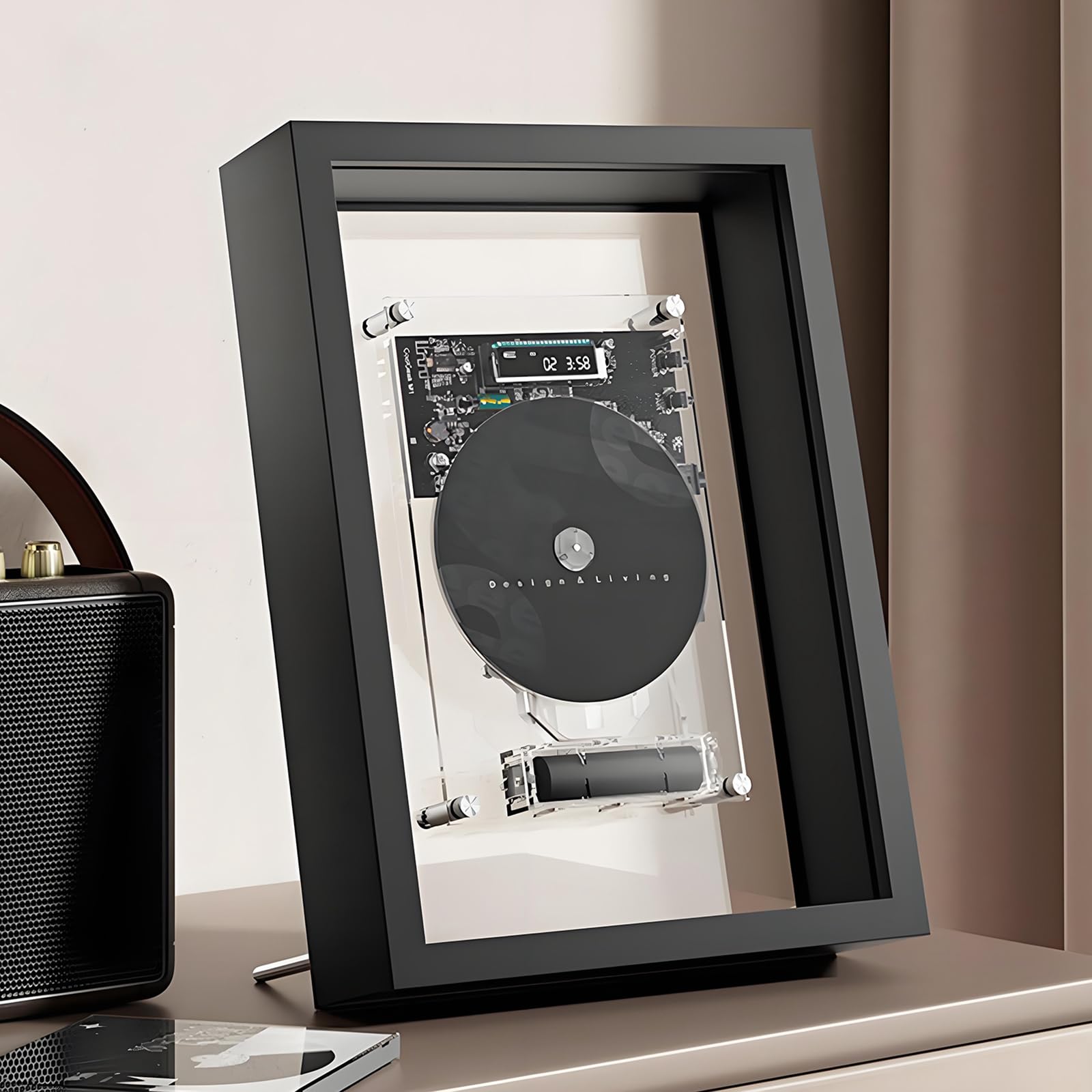 Lettore CD da parete, lettore audio Bluetooth con telecomando, uscita AUX da 3,5 mm, ideale per casa, ufficio e display decorativi da parete