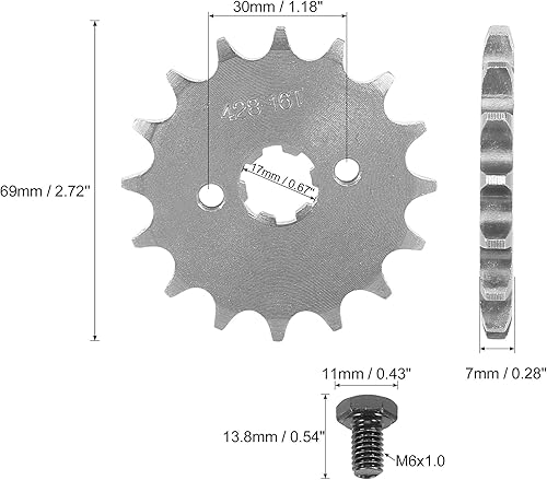 Miniatura 2 de F FIERCE CYCLE 428 Cadena 16T 0.669 in motocicleta piñón de motor delantero tono titanio para ATV UTV 110cc 125cc 140cc 150cc 160cc motor