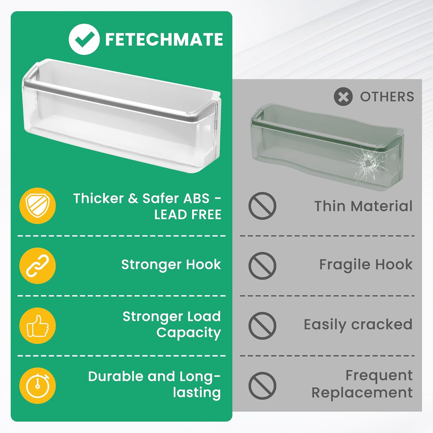 2 Pack AAP73252302 Refrigerator (Left) Door Shelf Bin Replacement AAP73252306 Compatible with L-G, Ken-more Sears, Ken-more Elite Door Shelf Basket Assembly - 1 Year Warranty By Fetechmate