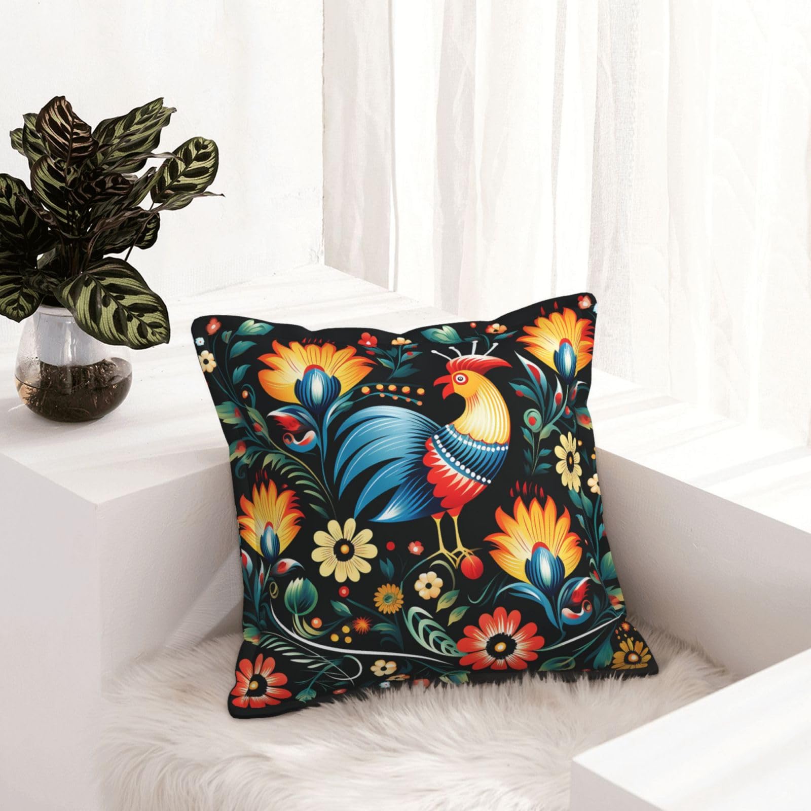 Housse de coussin en simili cuir 45x45 motif polonais salon rustique et canapé moderne chic