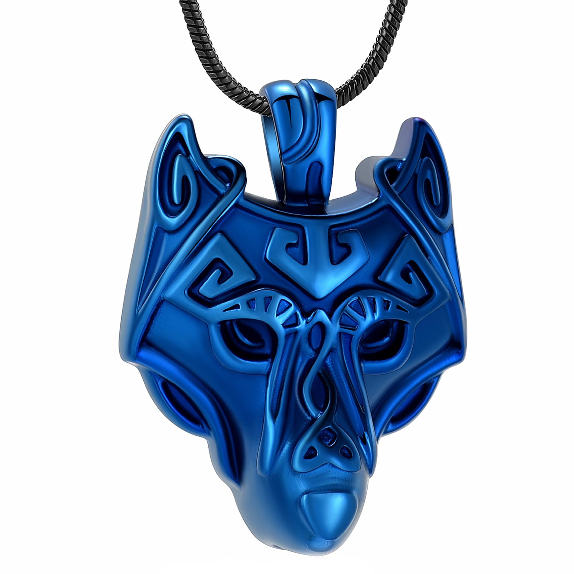 VCCWYQK Viking Wolf Head Urn Necklace for Ashes for Men Cremation Jewelry Keepsake Urn Jewelry for Human/Pet Ashes