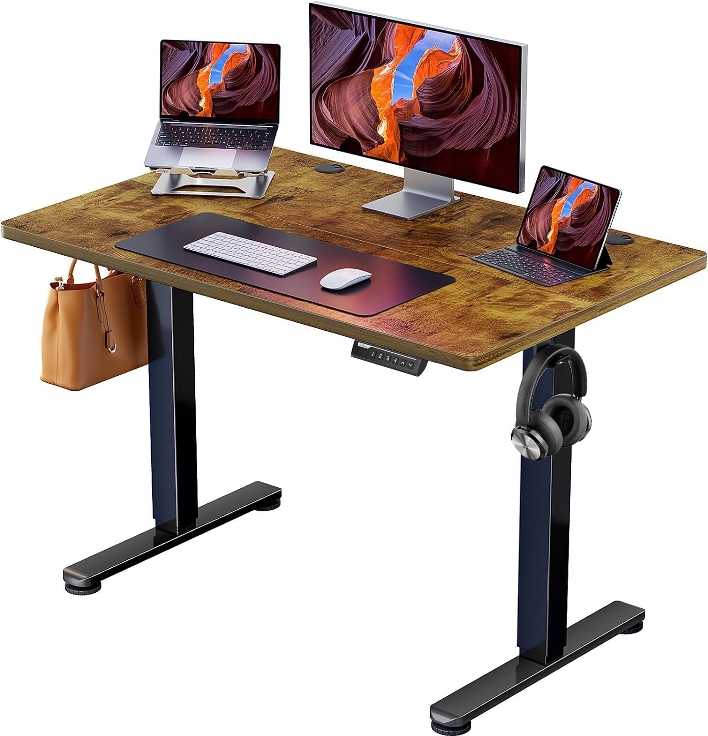 ErGearElectric Standing Desk Height Adjustable 100 x 60cm, Sit Stand Desk with 4 Memory Smart Pannel for Home Office with Splice BoardThe Forest Stewardship Council