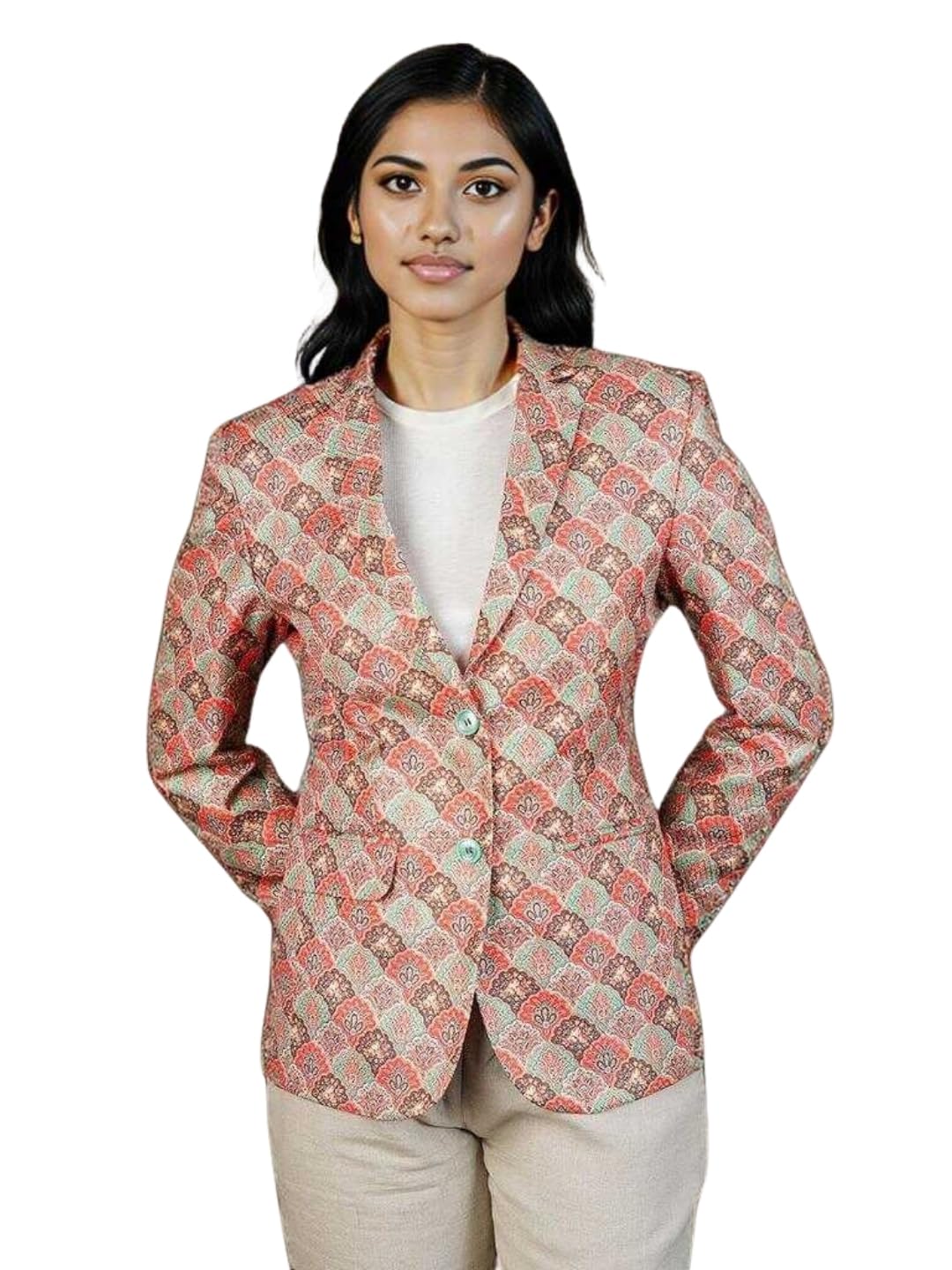 Women's Blazer Polyester Cotton Red Blazer-image-34