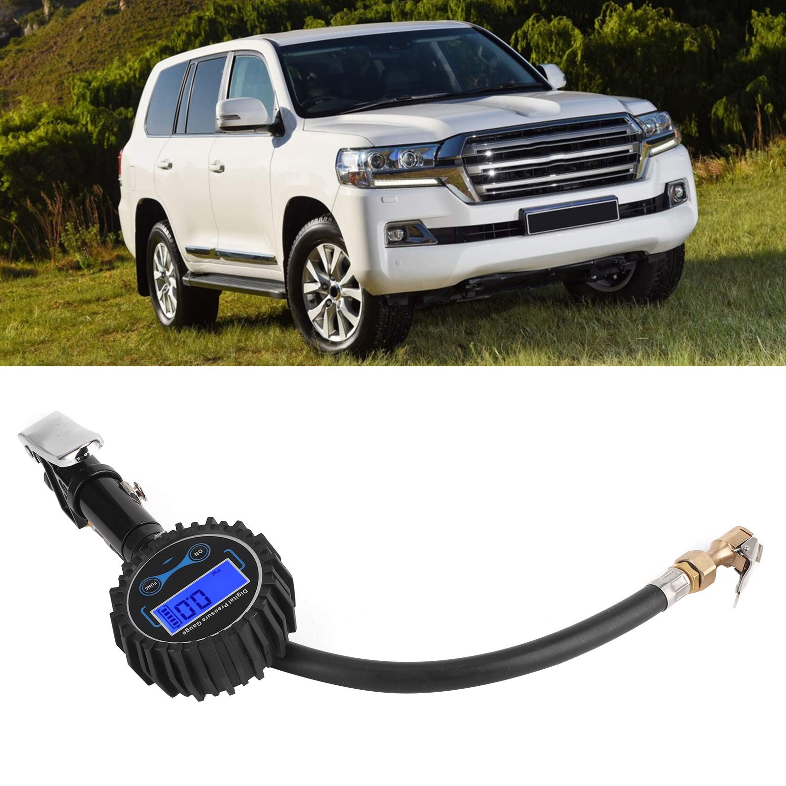 Miernik ciśnienia w oponach 200 psi do monitorowania inflatora cyfrowego wyświetlacza LCD z oświetleniem LED do samochodów, motocykli, pojazdów, stopu aluminium, miedzi, gumy