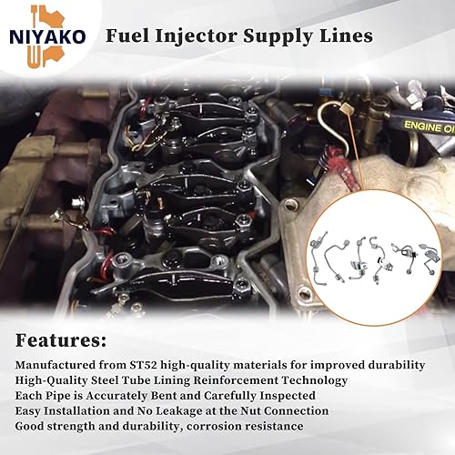 Miniatura 4 de Niyako 6 piezas de repuesto de líneas de suministro de inyector de combustible # 5086872AB 5086871AA 5086873AB 5086876AD Fit 2003-2009 Ram 2500 3500