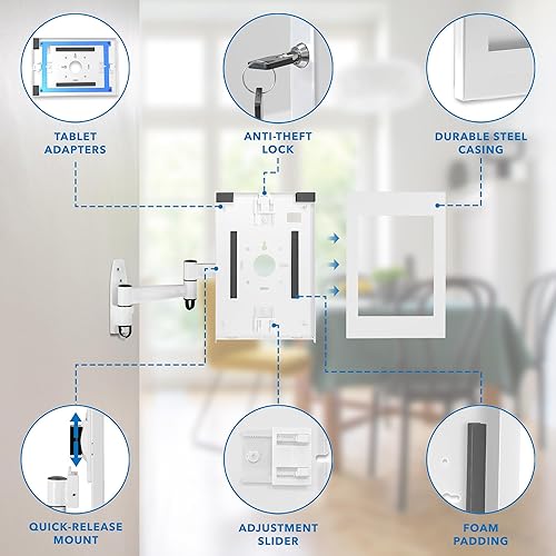 Miniatura 7 de Mount-It! Soporte de pared antirrobo para tablet compatible con iPad 10, 9, 8, iPad Pro 10.5, iPad Air 10.5, quiosco de bloqueo para iPad, quiosco