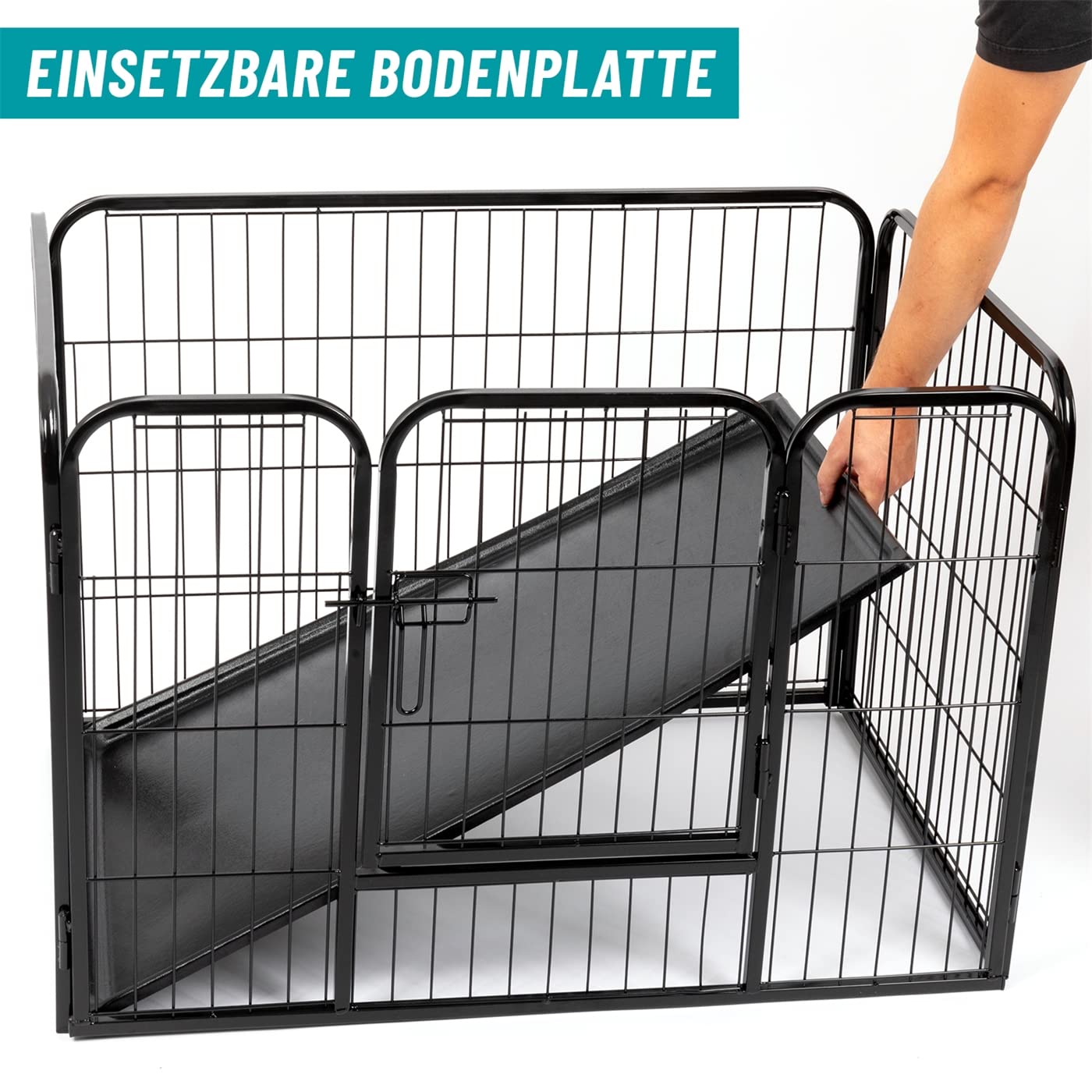VOSS.PET Welpenauslauf XL mit Bodenwanne, Welpengitter, Kleintier Freilaufgehege 93x63x63cm