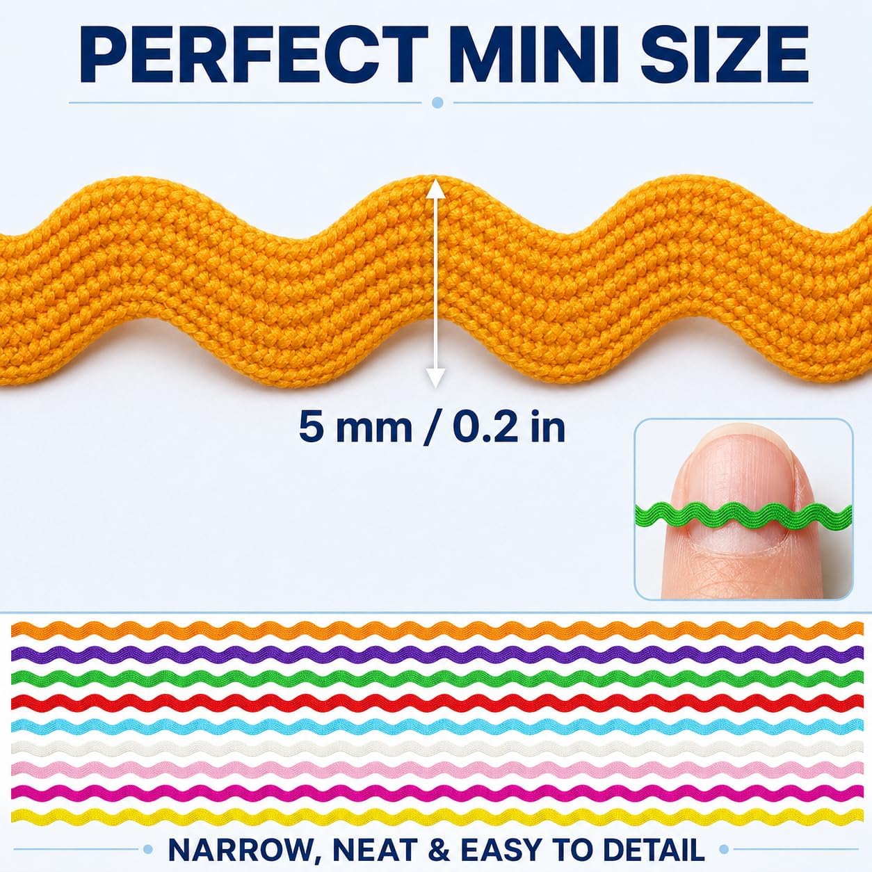 54 Yards 5mm Rick Rack Trim, 10 Colors RIC Rac Trim Colorful Wave Ribbon Rick Rac Trims for Sewing Doll Clothes Dress DIY Craft Gift Wrapping Home Wedding Party Decoration