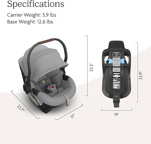 Miniatura 7 de UPPAbaby Aria - Asiento de automóvil ligero para bebé, poco menos de 6 libras para una fácil portabilidadbase con pata de carga + inserto infantil
