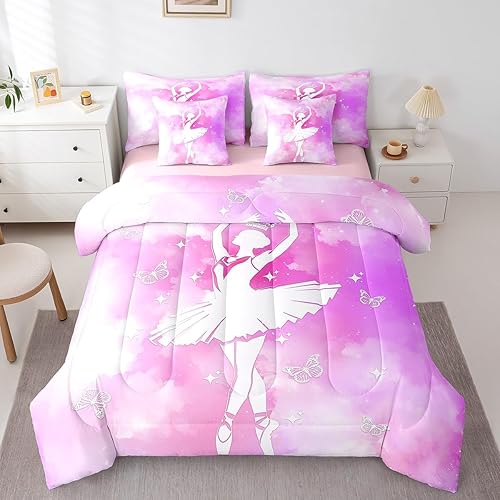 Feelyou Boys Girls Ballet Dancer Bed in A Bag Full Size, Dreamy Princess 7 Piece