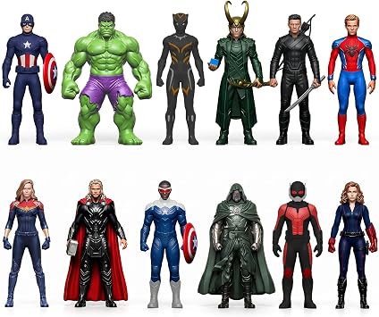 12Pcs Super Hero Action Figures Toy, 4.8 Inch Cartoon Heroic Legends Miniatures - Collectible PVC Toy Models, Desktop Ornaments Display Playset Gift for Kids & Movie Fans