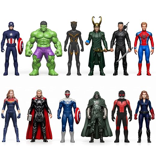 12Pcs Super Hero Action Figures Toy, 4.8 Inch Cartoon Heroic Legends Miniatures - Collectible PVC Toy Models, Desktop Ornaments Display Playset Gift for Kids & Movie Fans