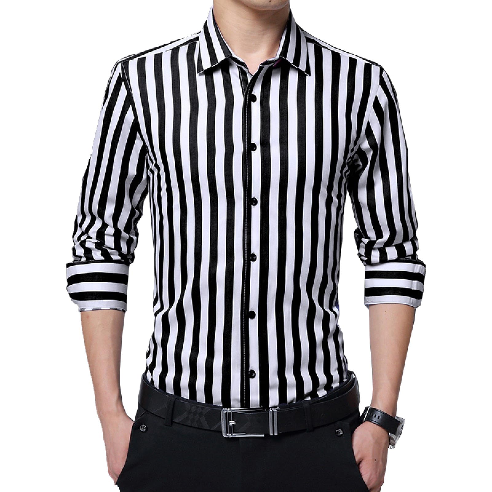 Chemise décontractée à rayures pour hommes coupe standard en coton - 2