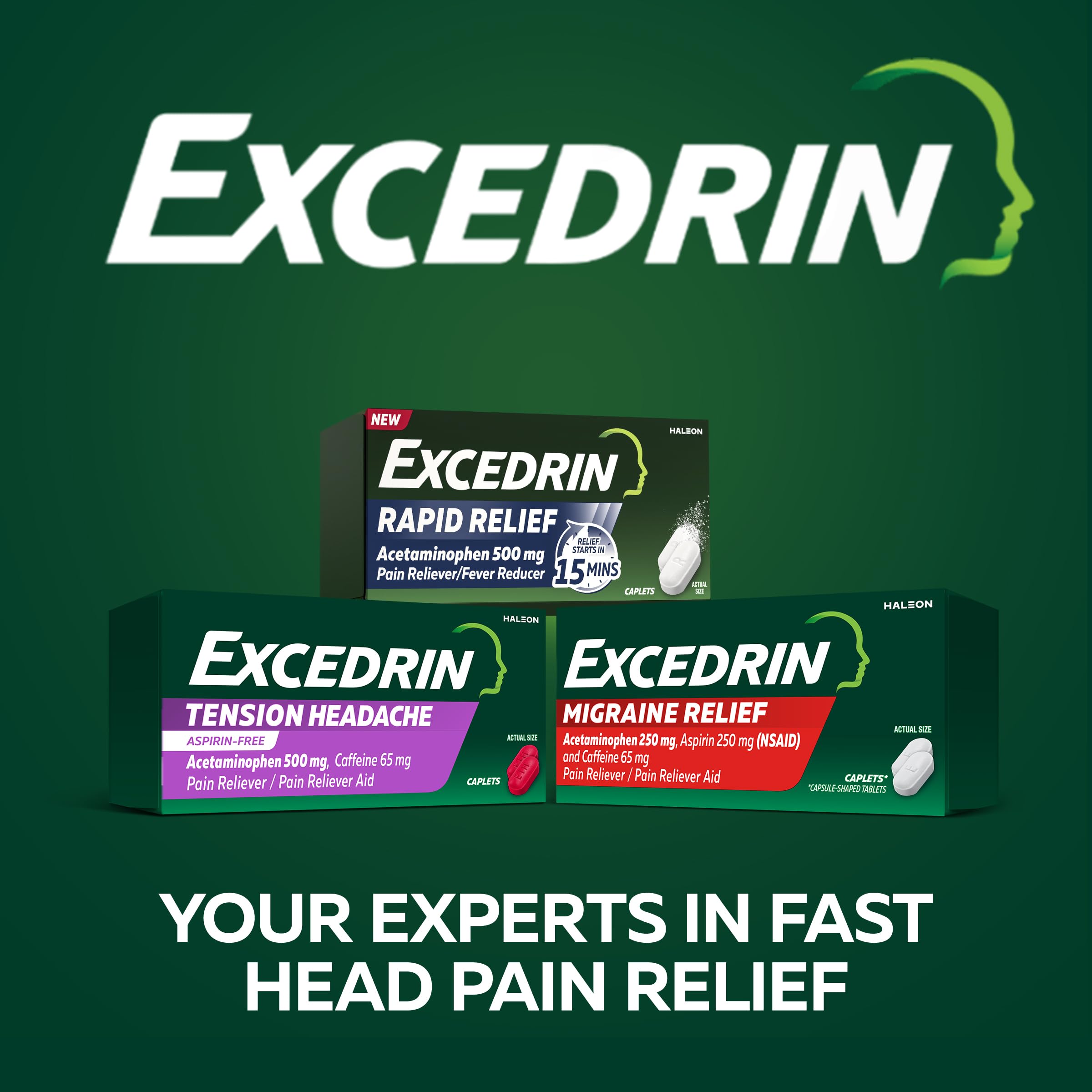 Excedrin Rapid Relief Caplets, 500mg Acetaminophen, 160 Count​ — Amazon image 6